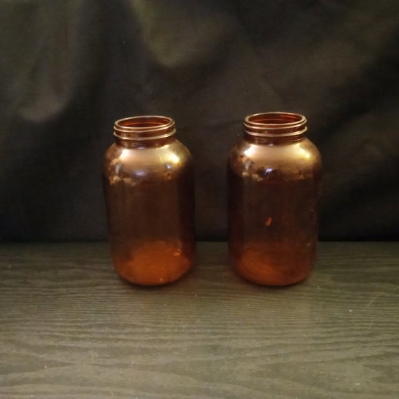 LOT OF 2 - Vintage Duraglas Amber Medicine Jar Glass Bottle - Picture 2 of 5